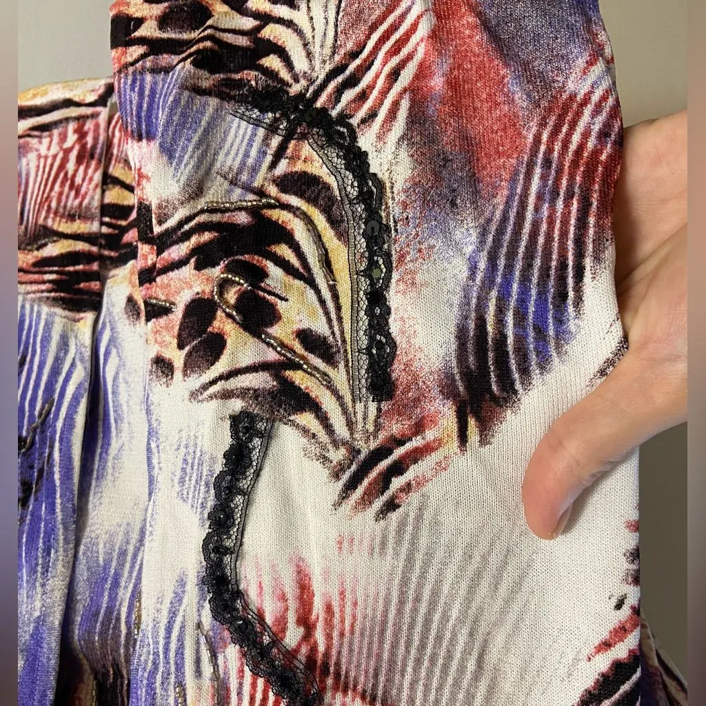 Alberto Makali 2 piece sweater cardigan set animal print embellished Large - Image 5