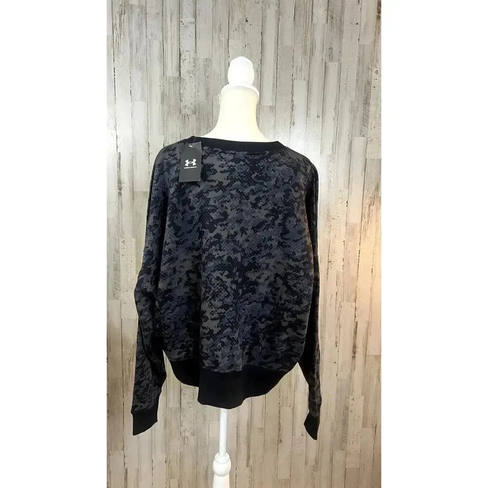 NWT Under Armour‎ Women's XL Black Camo Crewneck Fleece Loose Fitting Sweatshirt - Image 8