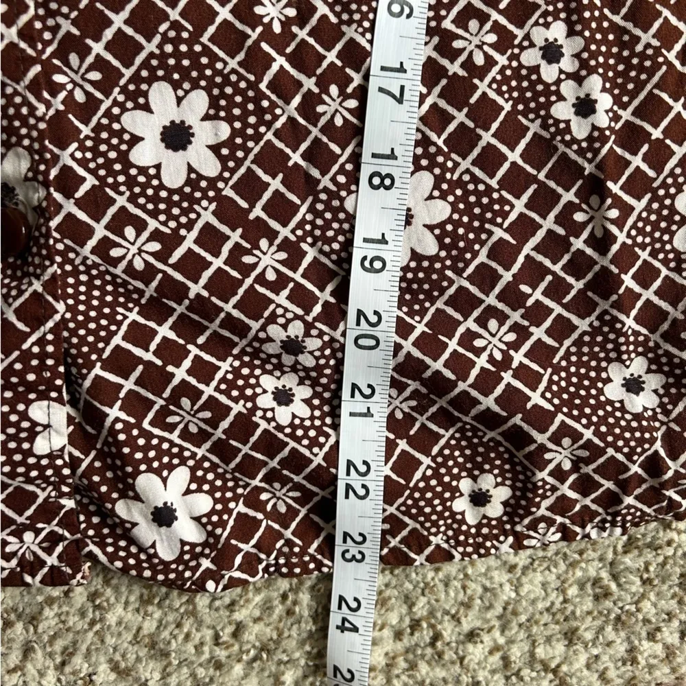 🦋 Vintage JCPenney Brown Floral 70s Print Long Sleeve Button Down XL - Image 8