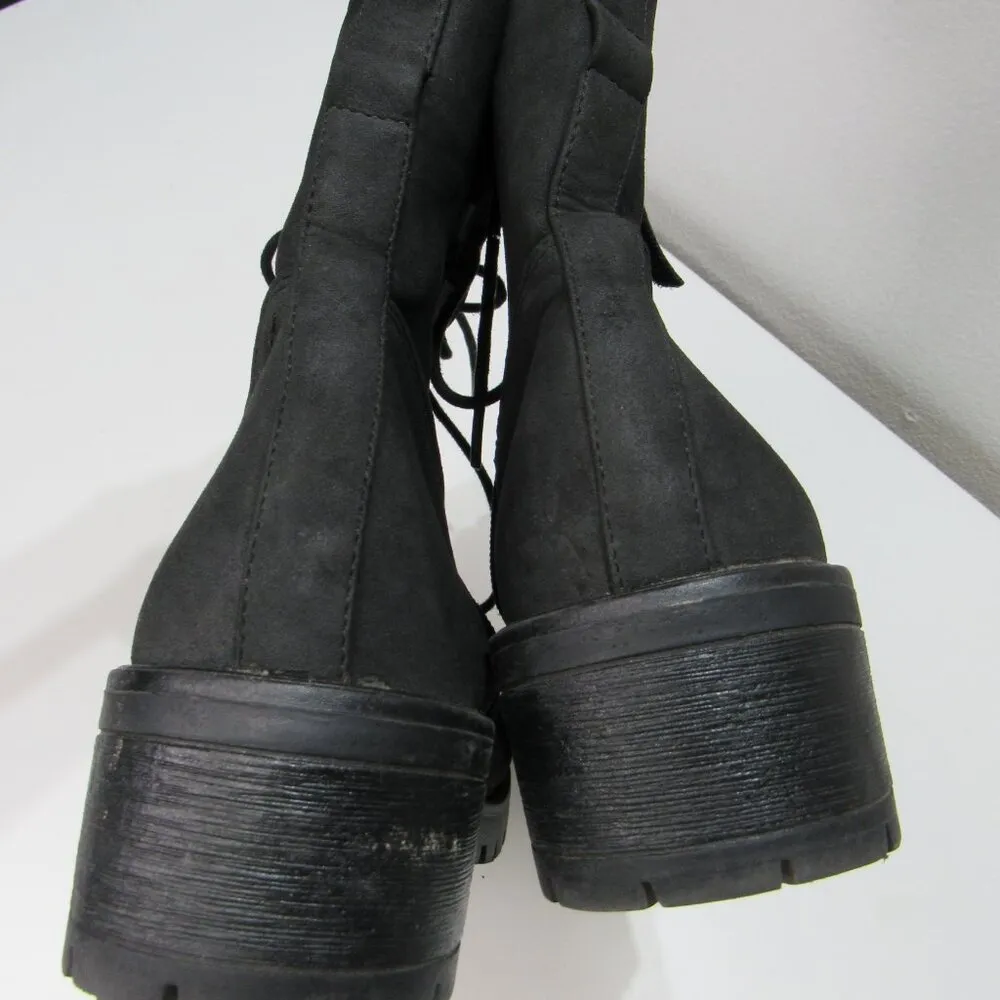 Dunes Kobe Women Blk Combat Lace Up Boot Moto Zip Up Y2K Grunge Goth Booties 9M Size 9 - Image 5