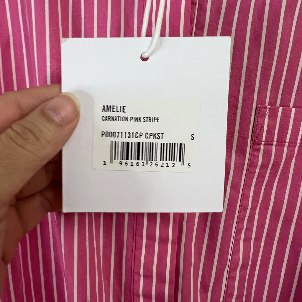 Pistola Pink and White Striped Romper Cotton Blend Small Valentine’s Day - Image 6