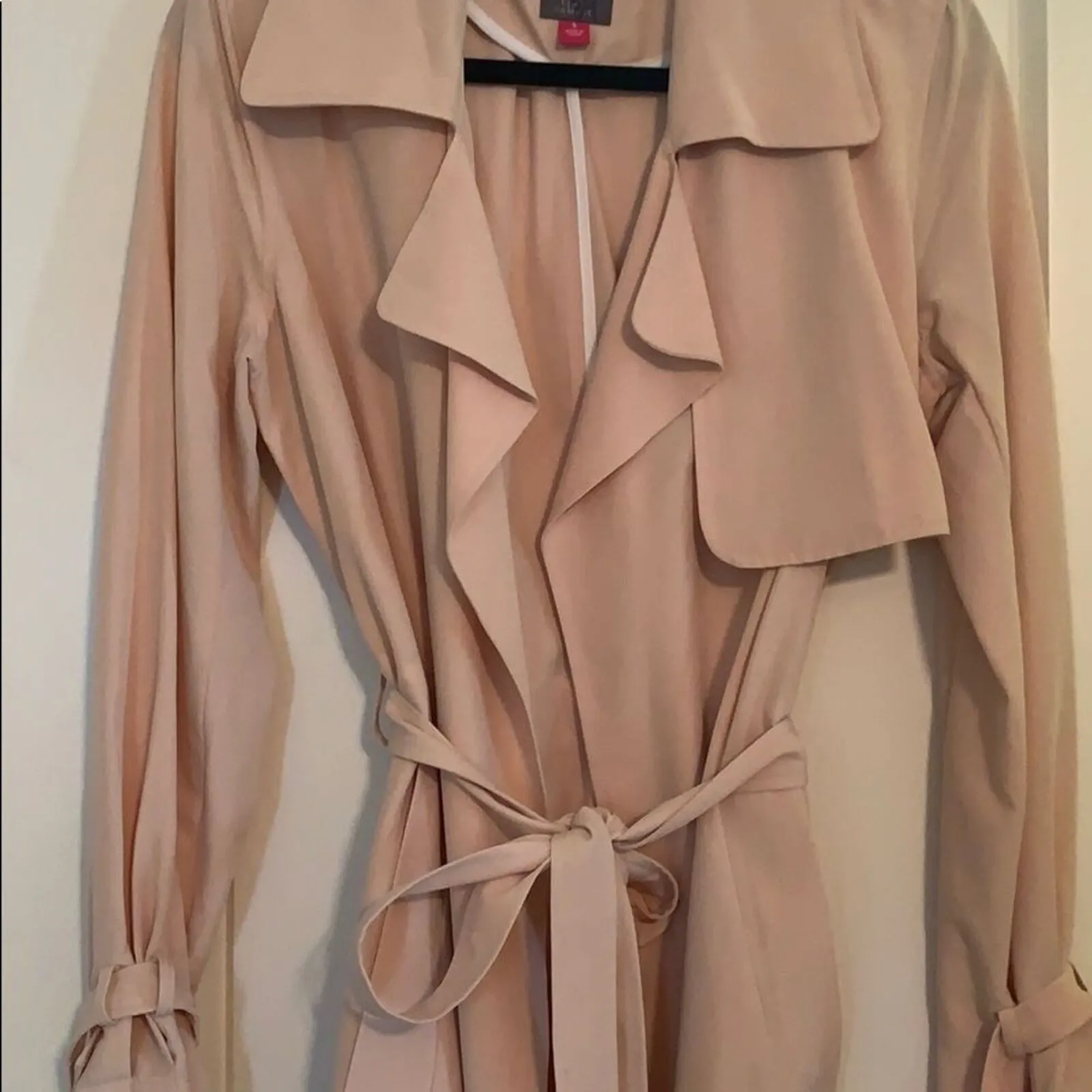 Women's Light Pink Vince Camuto Belted Soft Trench Coat XS - Image 8