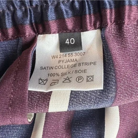 Joseph 100% Silk Pyjama Pants Wide Leg College Stripe Trousers Size 40 - Image 7