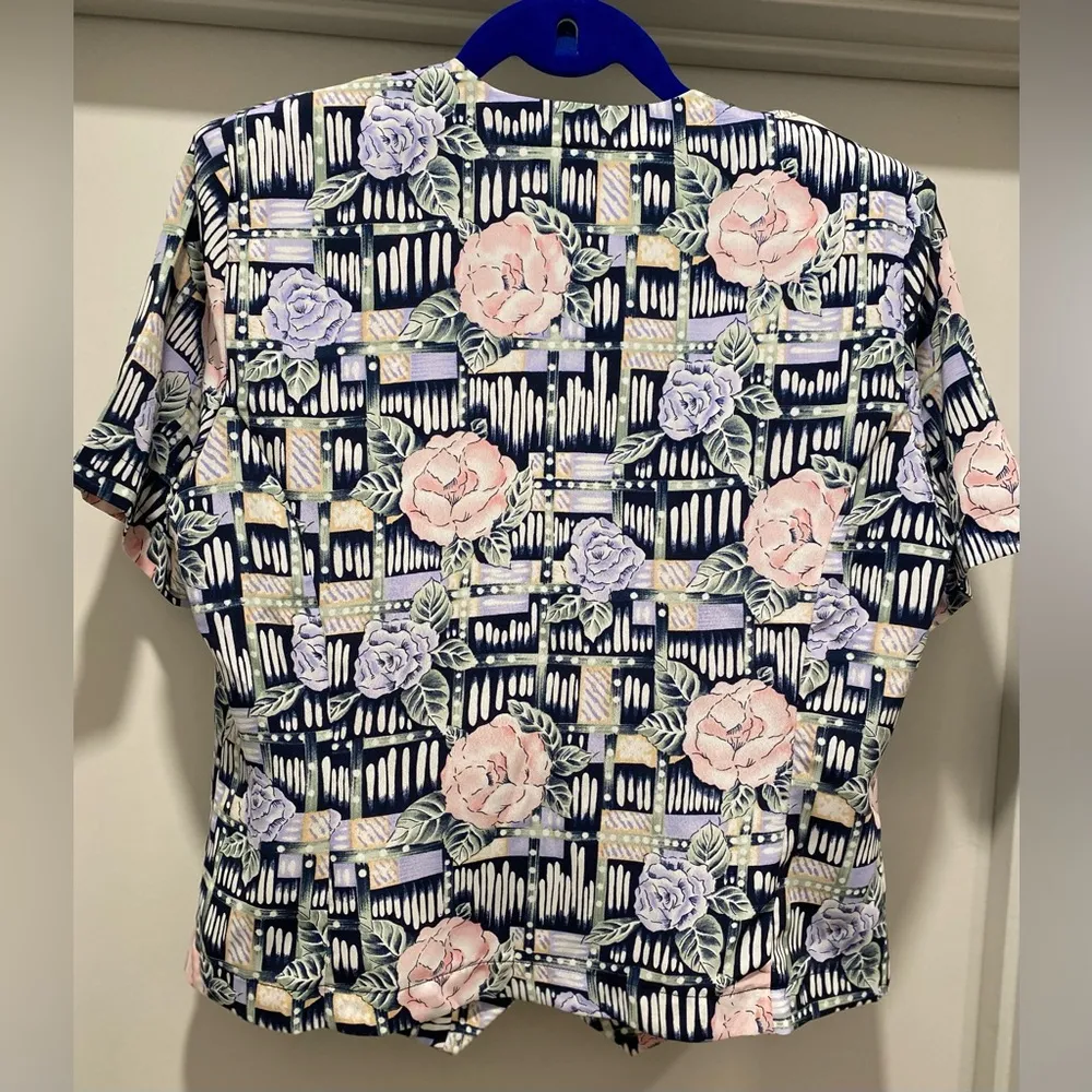 VTG 80s Bora Bora Short Sleeve Floral Geometric Printed Button - Image 12