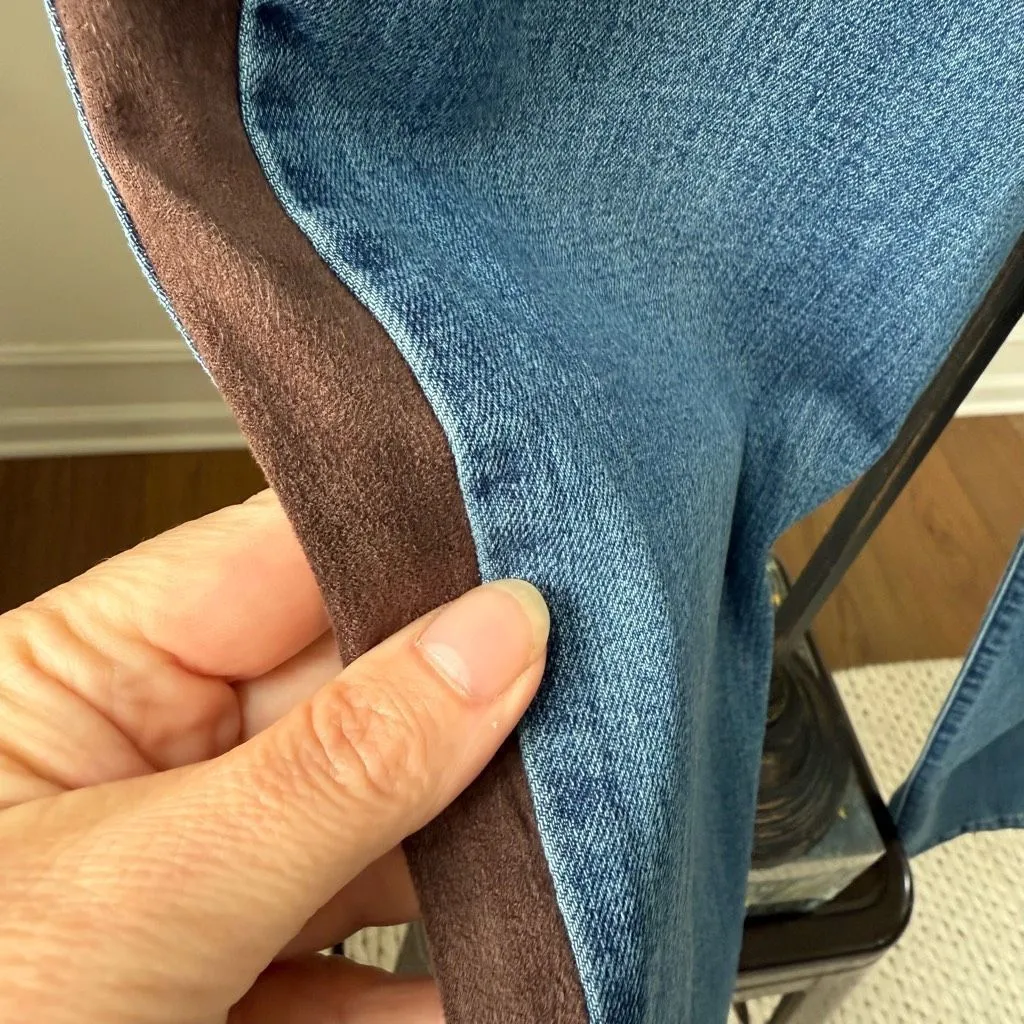 ECRU Designed Los Feliz Brown Moleskin Fabric Inset Jean In Vintage 28 - Image 7