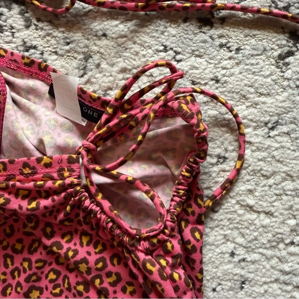 Leopard Print Halter Skirt Set Pink - Image 5