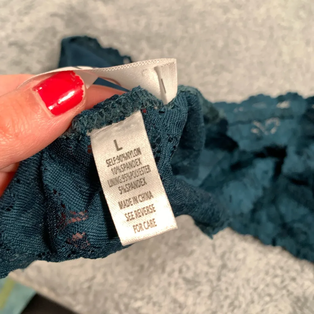 Lace Bralette in Teal large Green - Image 3