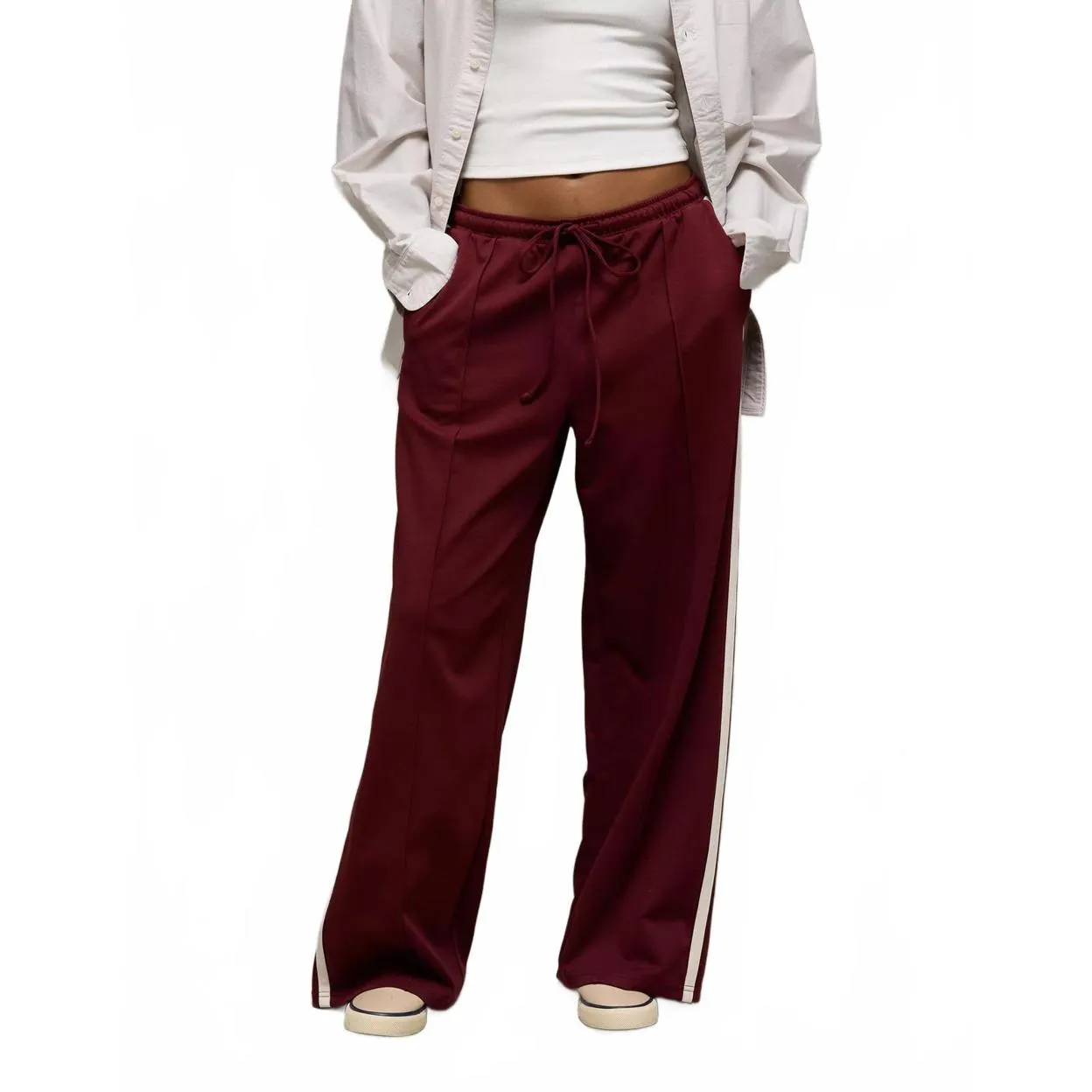 AE Stretch High-Waisted Wide-Leg Track Pant American Eagle NWT Wineberry Red XL - Image 2