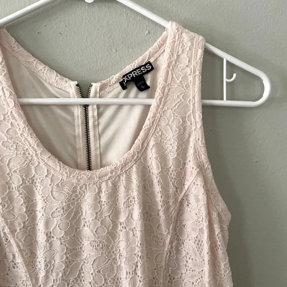 Express blush pink light sleeveless lace summer sundress fit and flare nylon - Image 2