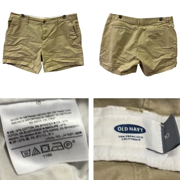 Old Navy Cotton Blend Khaki Chino Stretch 2 Pocket Shorts Womens Size 10 - Image 2