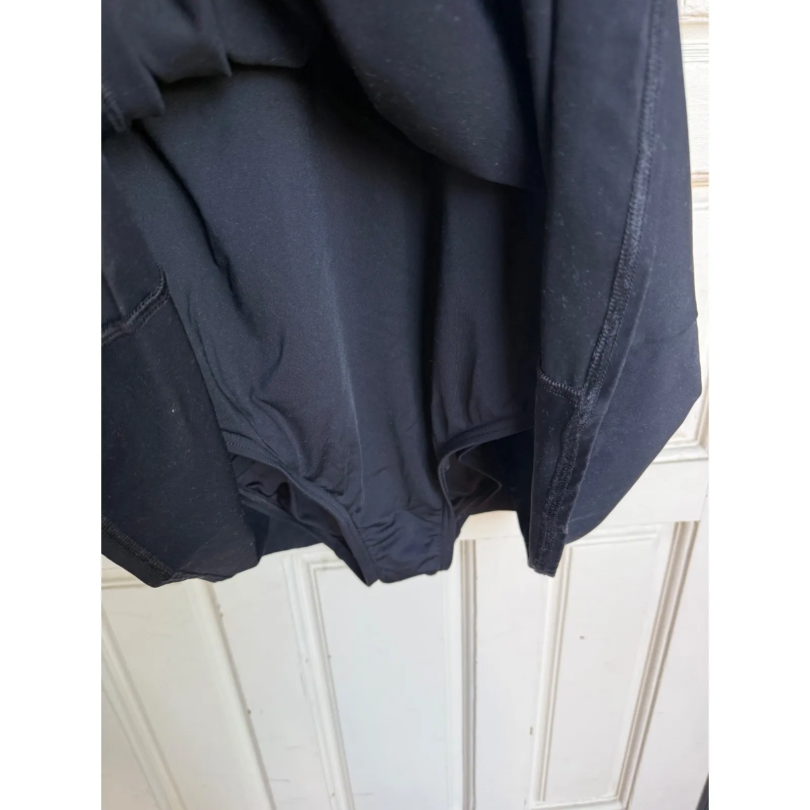 Lands End Black Swim Dress Tummy Control V Neck Adjustable Straps Size Large - Image 3