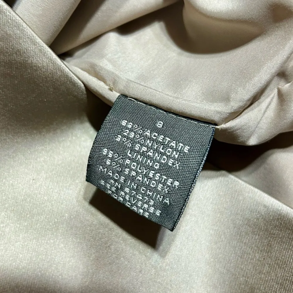 Just Taylor Dress 8 RUFFLE NECK SATIN SHEATH Pencil Evening Cocktail Old Gold - Image 6