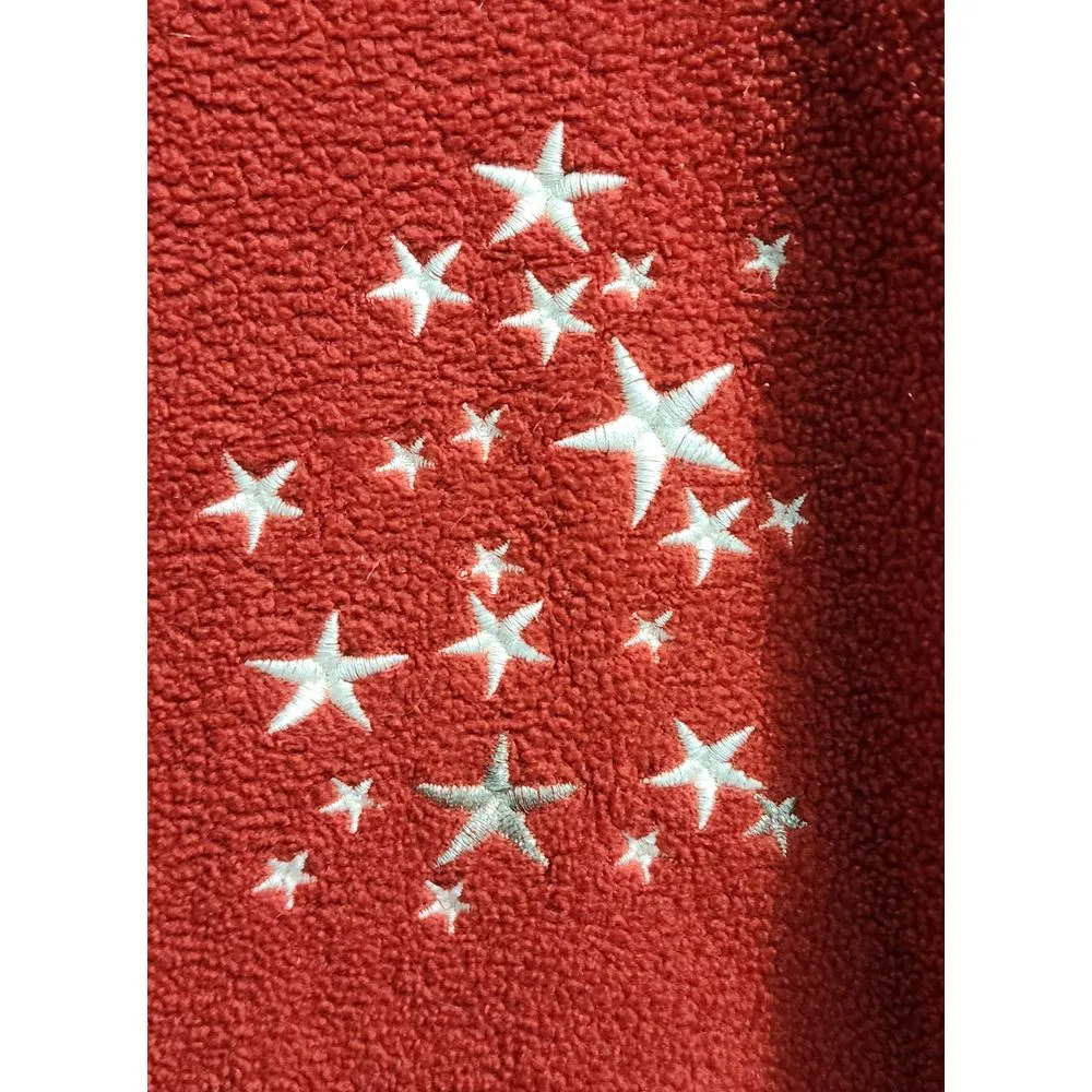 Red Fleece Lounge Pants with Embroidered Stars Drawstring Casual M Size M - Image 3