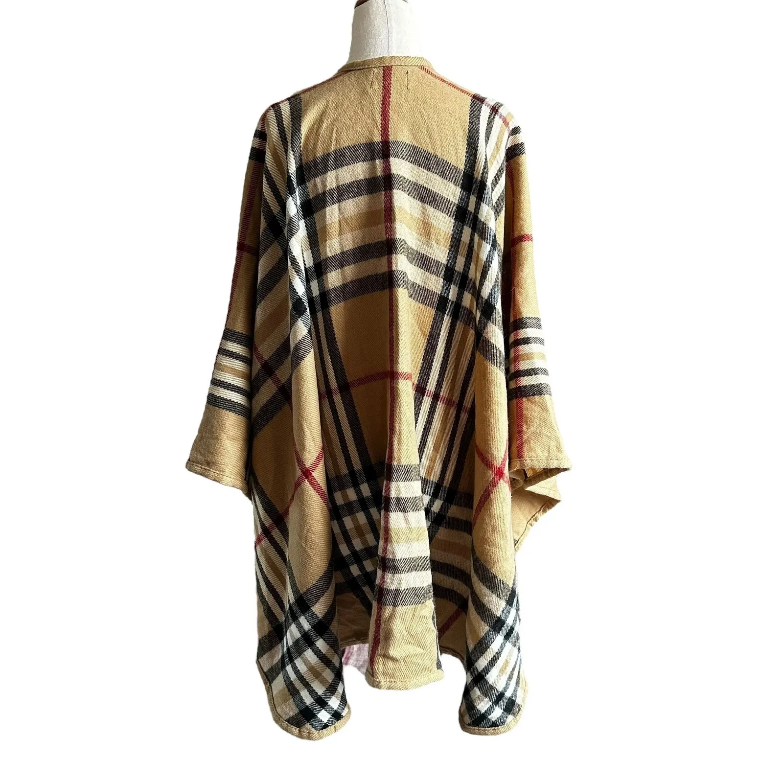 Unbranded Brown Plaid Cape Women's One Size | 31 - Image 2