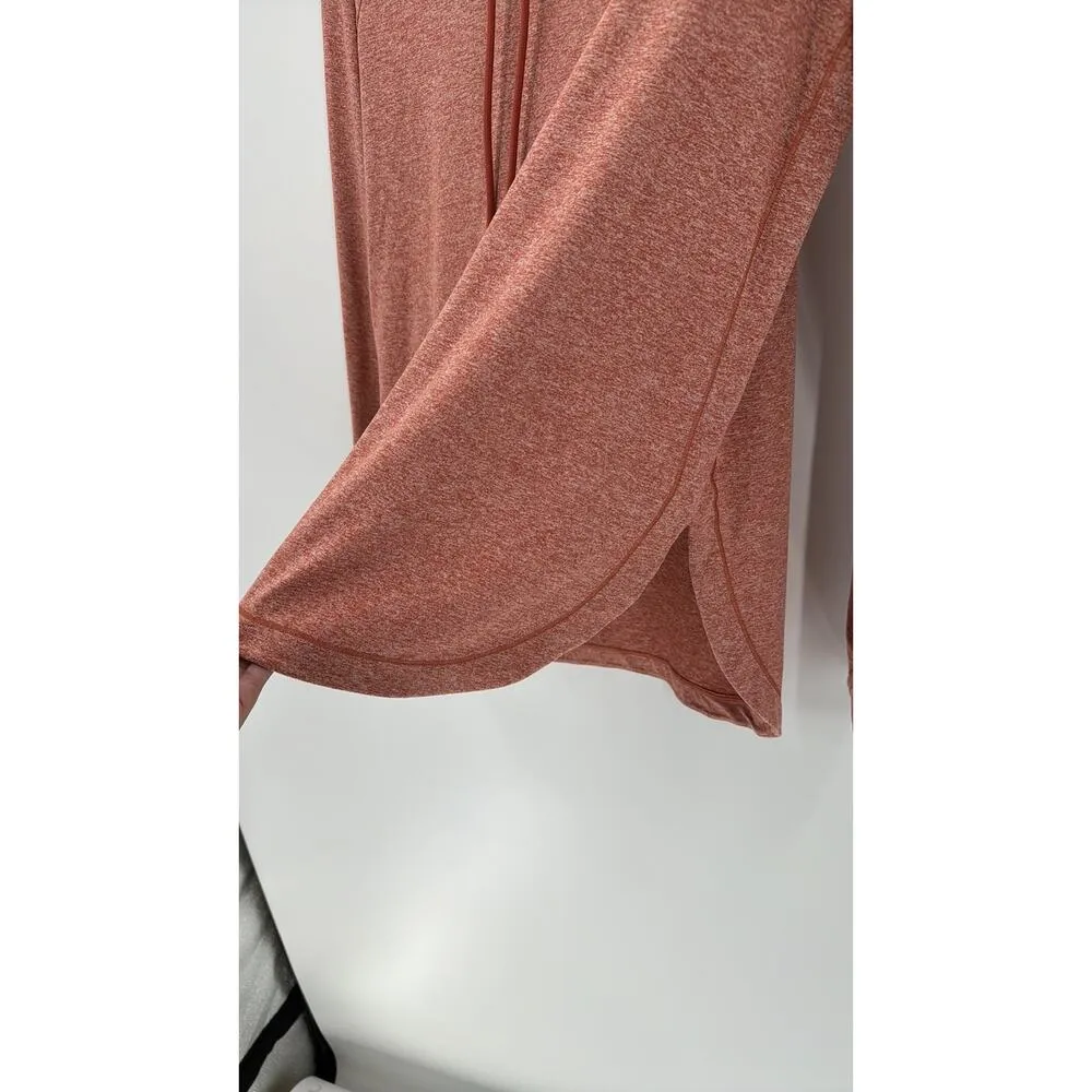 Athleta uptempo Hoodie orange side slit hi lo loose fit size M athletic - Image 4