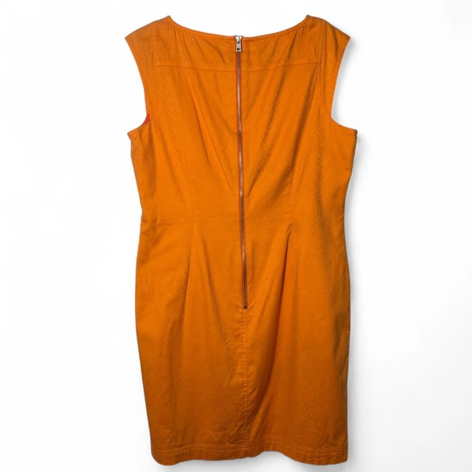 Andrew Marc NY Orange Snakeskin Jacquard Texture Sheath Dress size 14 Plus Size - Image 5