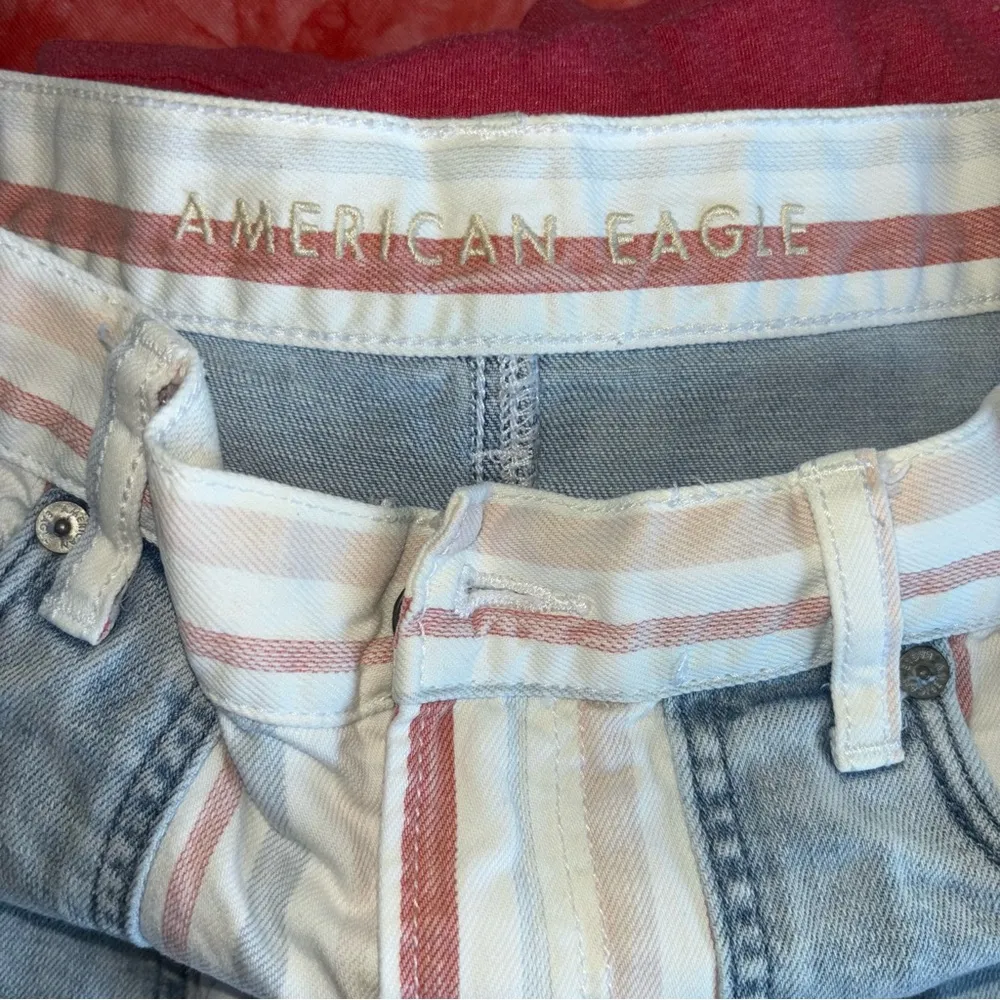 Stripped red white & blue American Eagle jean shorts - Image 5