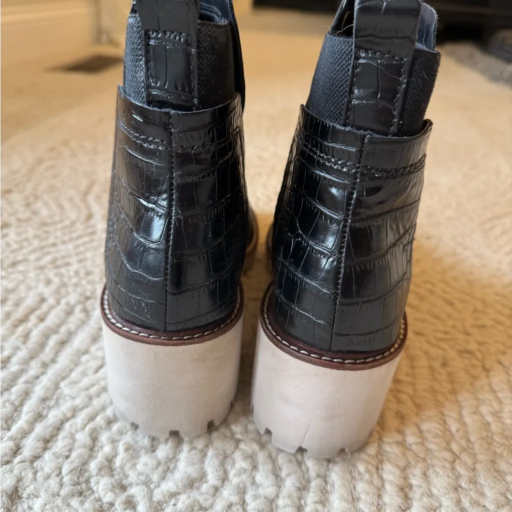 Dolce Vita Black Ankle Boots with Croc Detail - Image 2