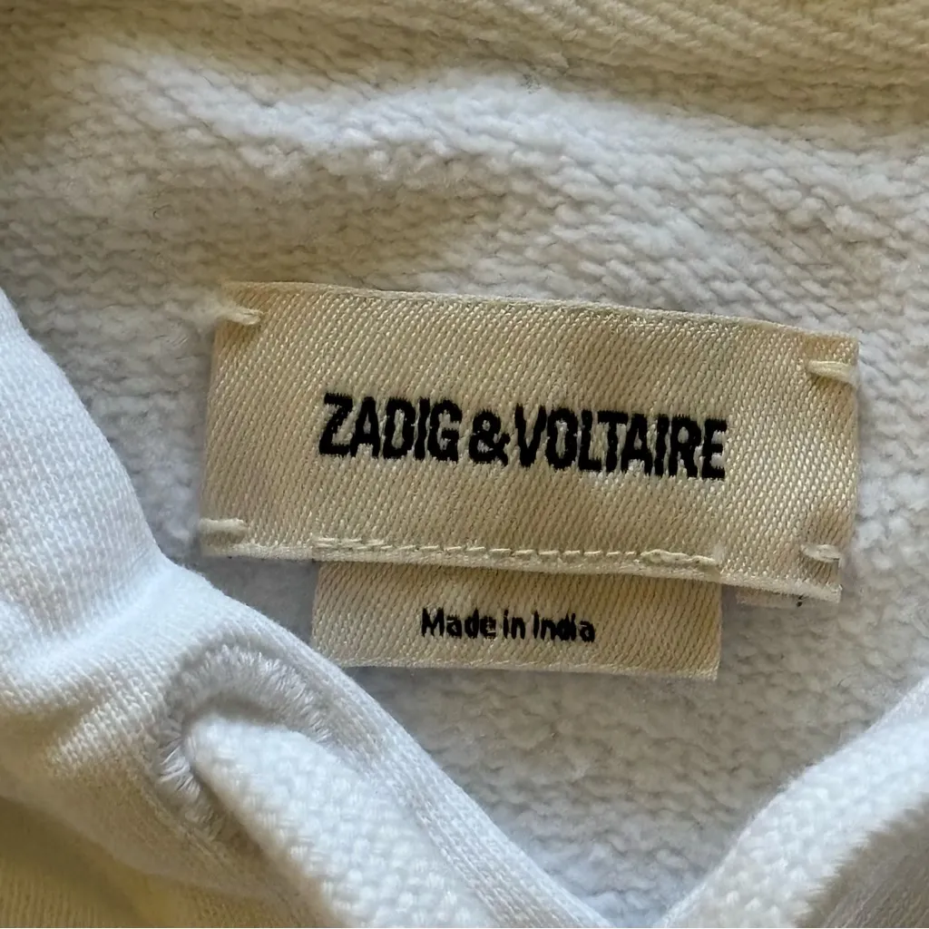 Zadig & Voltaire White Hoodie with Gold Skull Design - Image 6