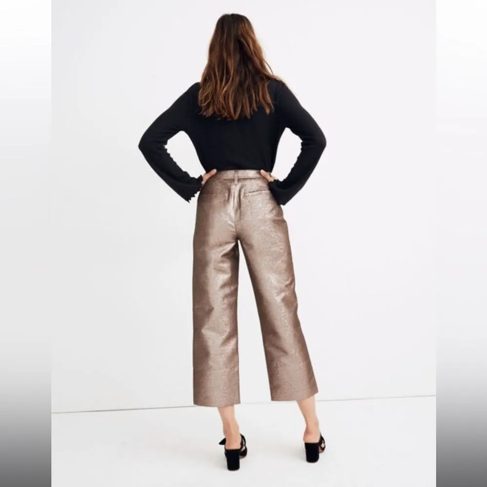 Madewell Slim Emmett Wide Leg Crop Pants in Metallic Brown Size 31 Size 10 - Image 2