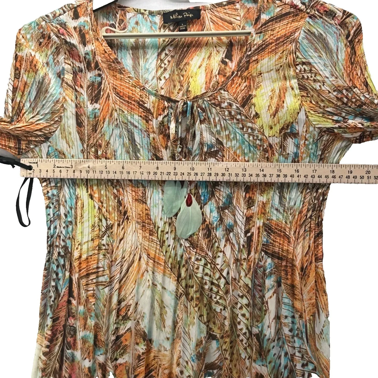 Boho Tunic Top Large Feather Festival Hipster Hippie Summer‎ Concert Tie Front - Image 12