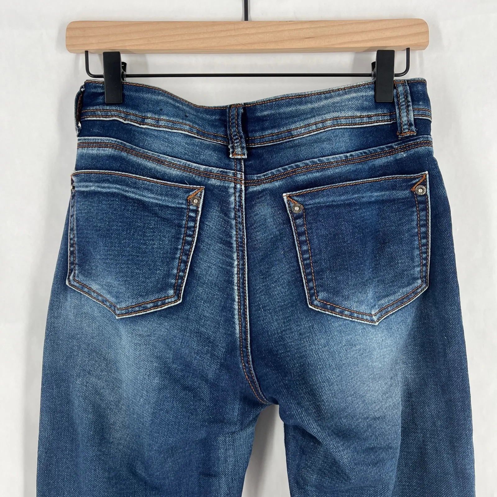 Redfox Jeans Womens 5 Blue Denim Cotton Stretch Mid Rise Medium Wash Distressed Size undefined - Image 7