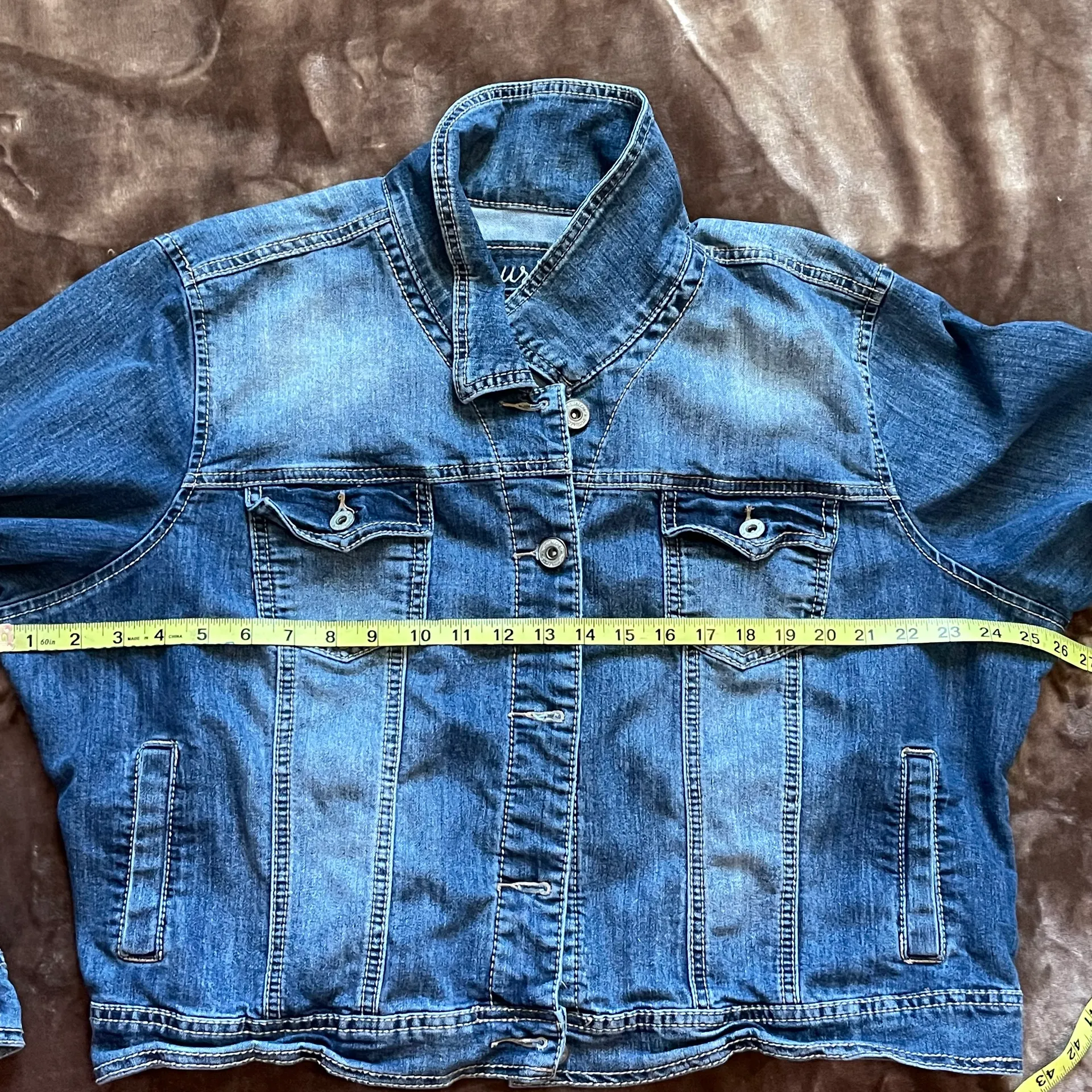Maurice's  Dark Blue Light Blue Faded Denim Jean Jacket Size 3 - Image 5