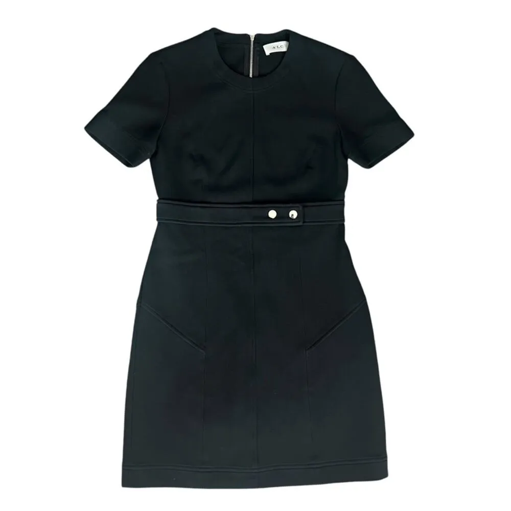 A.L.C. Women’s Elaine Black Empire Waist Cap Sleeve Black Mini Shift Dress Sz 2 - Image 2