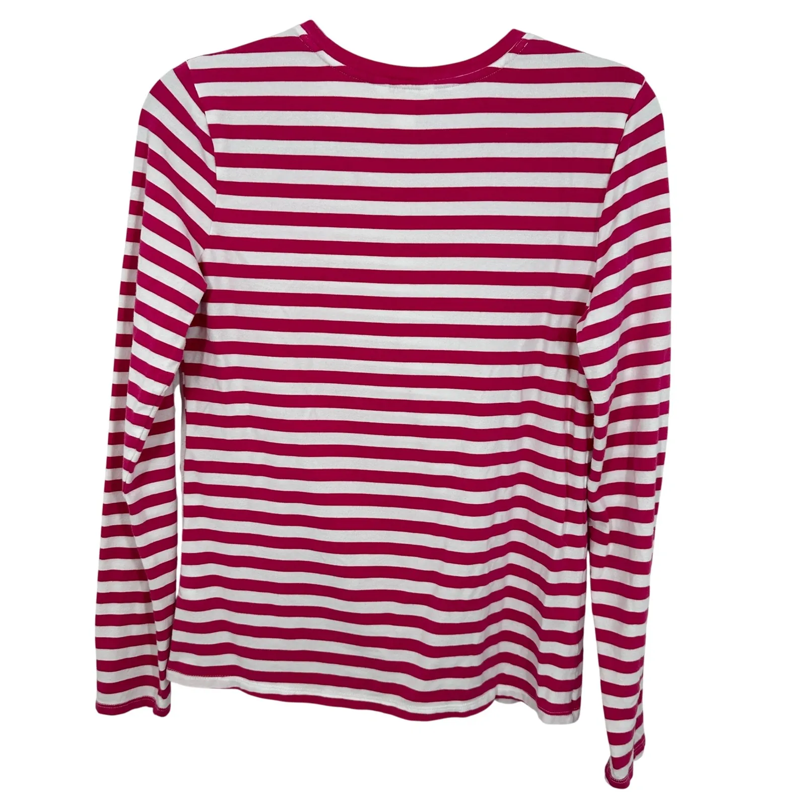 Caslon Womens Striped Long Sleeve Crew Neck T Shirt Size M Pink White Casual - Image 2