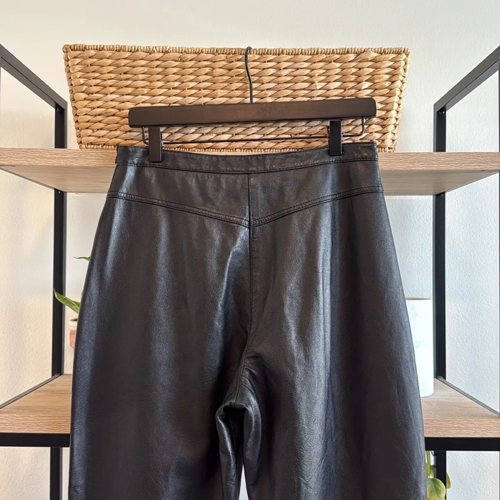 Benard Couture Vintage 100% Genuine Leather High Rise Straight Leg Pants, 10 - Image 5