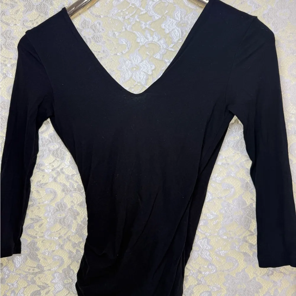 NWOT James Perse Black Long Sleeve bodycon mini Dress ruched sides sz 0 XS - Image 9