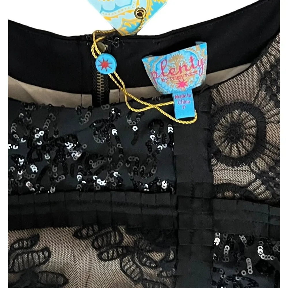 $248 NWT Anthropologie Plenty By Tracy Reese P 0 2 Patchwork Mini Dress Black - Image 6