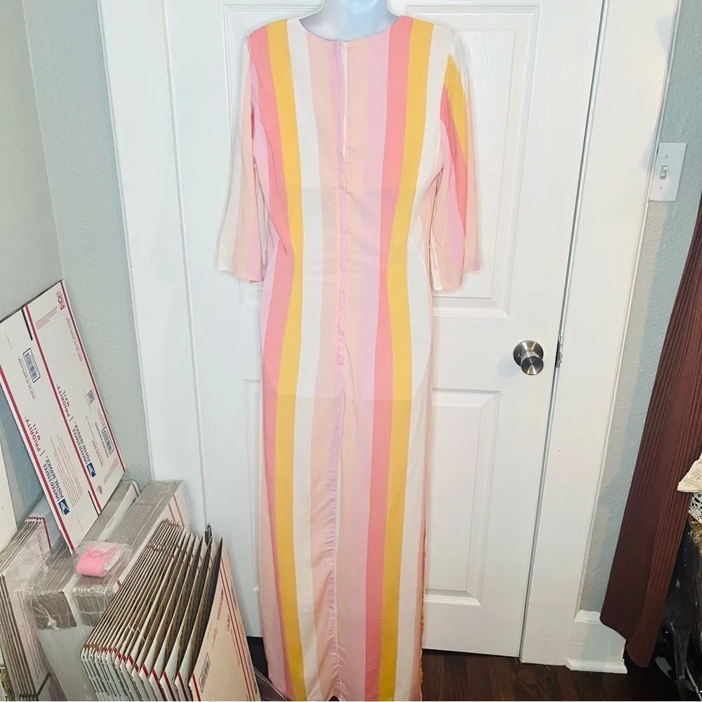 ModCloth Collectif Stripe Sorbet Soiree Maxi Dress Pink Multicolor Resortwear 6 - Image 7