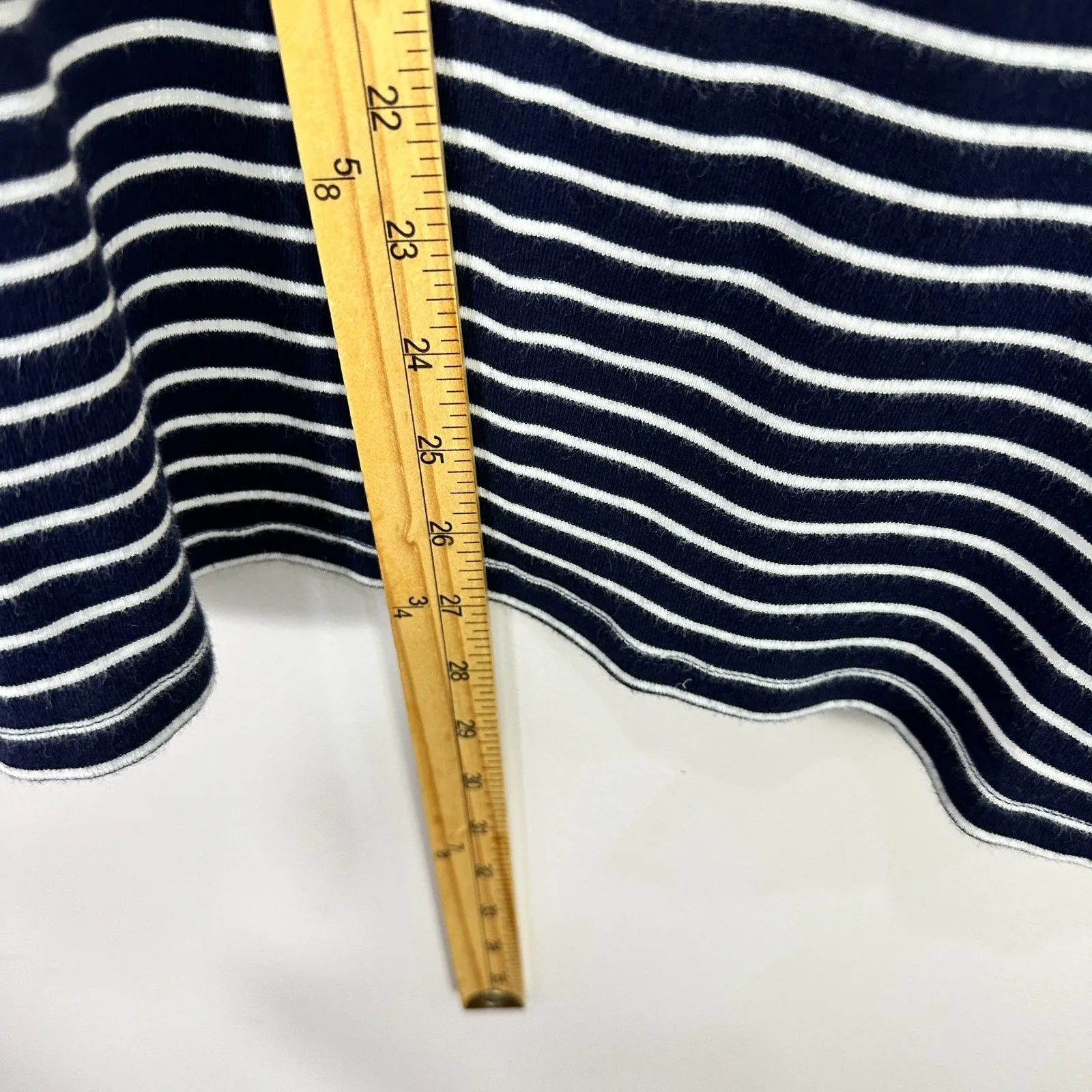 Lauren Ralph Lauren 1X Navy White Striped Tee Coastal Preppy Classic Minimalist - Image 4