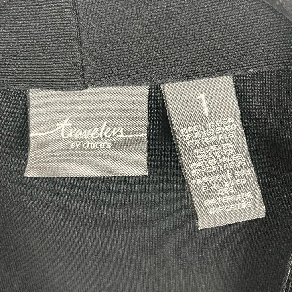 TRAVELERS By CHICO’S Black Long Sleeves Front Accent Hook Close Slinky Cardigan - Image 3