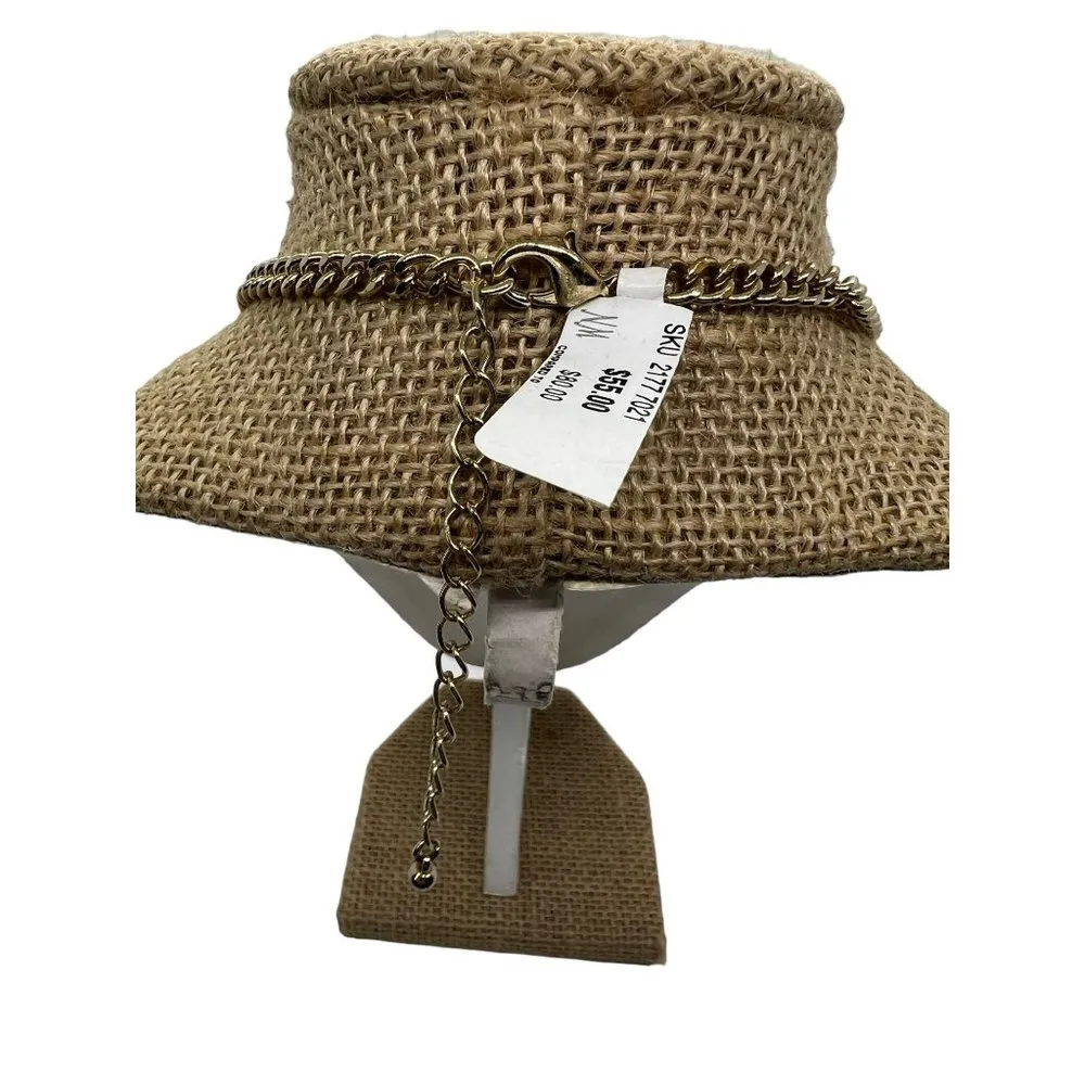 Neiman Marcus Necklace Bib Statement Gold Tone Teal Clear Rhinestones NWT - Image 4