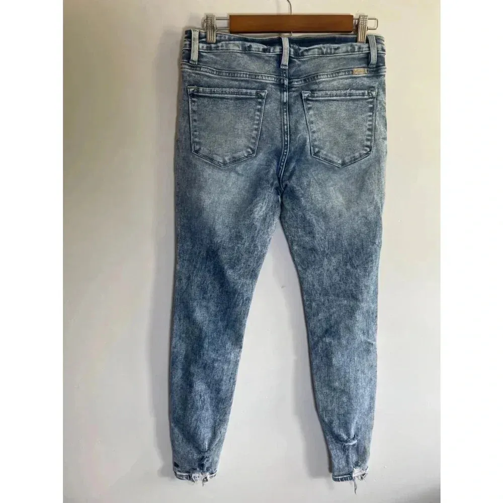Women's KanCan Jeans Skinny Stonewash Sz 9 Blue Heavily Distressed Patches‎ 0100 - Image 5
