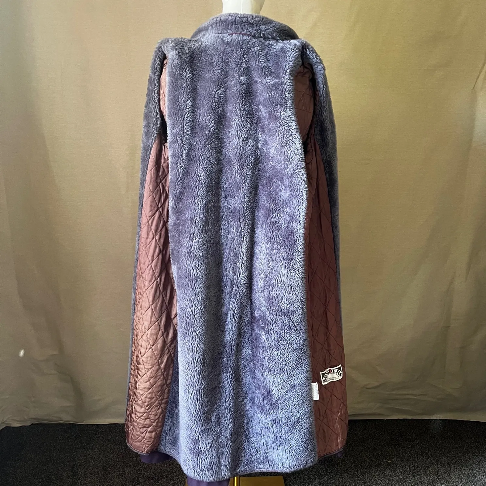 Vintage 70s Purple Faux Fur Trim Maxi Coat Quilted Lining‎ Longline Jacket M Size M - Image 6
