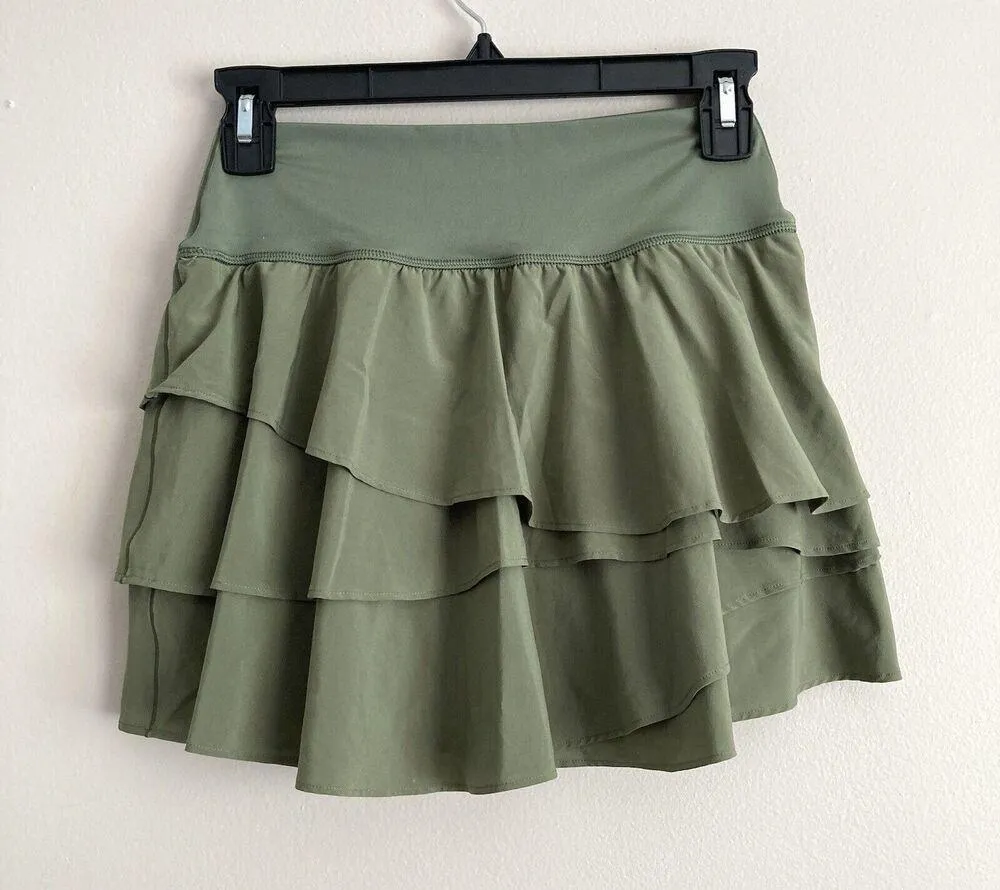 Offline By Aerie Ruffled Skirt Green Skort Womens Size Small Pull On Athletic - Image 6
