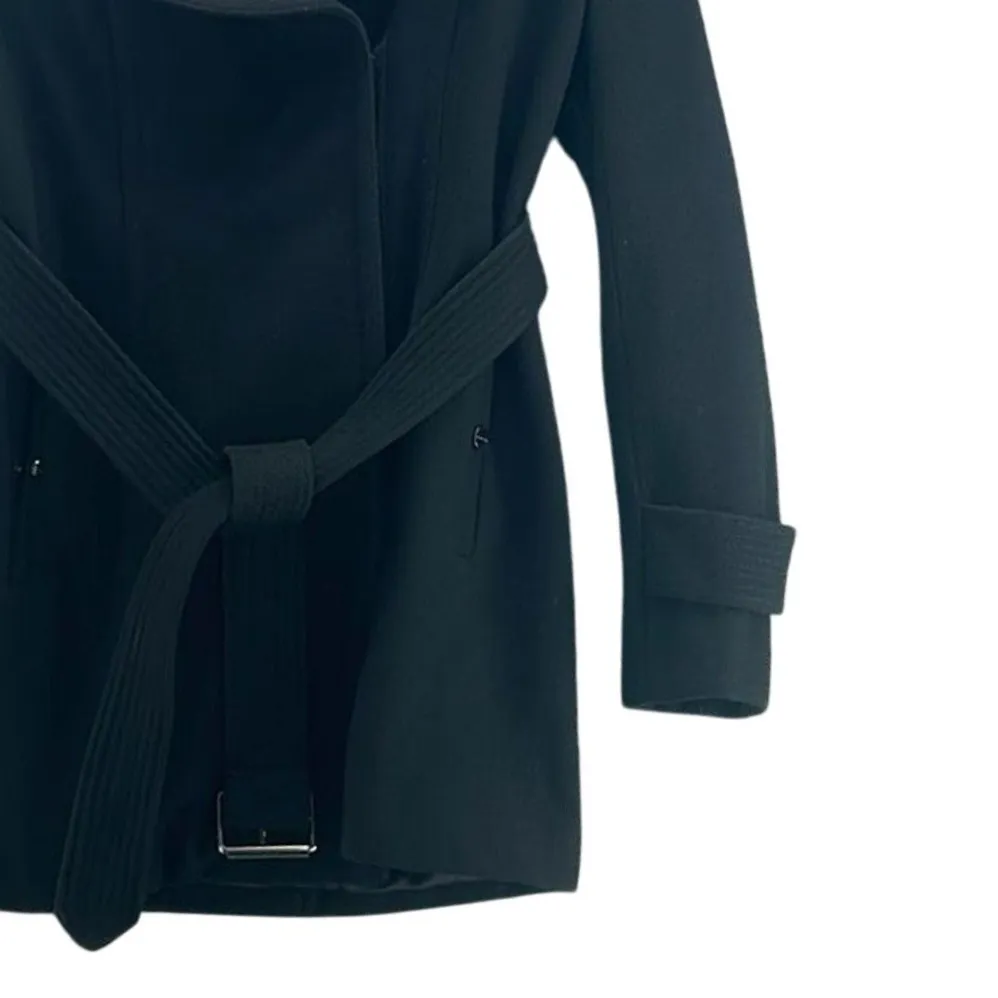 Kenneth Cole Womans Wool Trench Coat Size 10 Grunge Zip Accent Modern Warm Cozy Black - Image 5