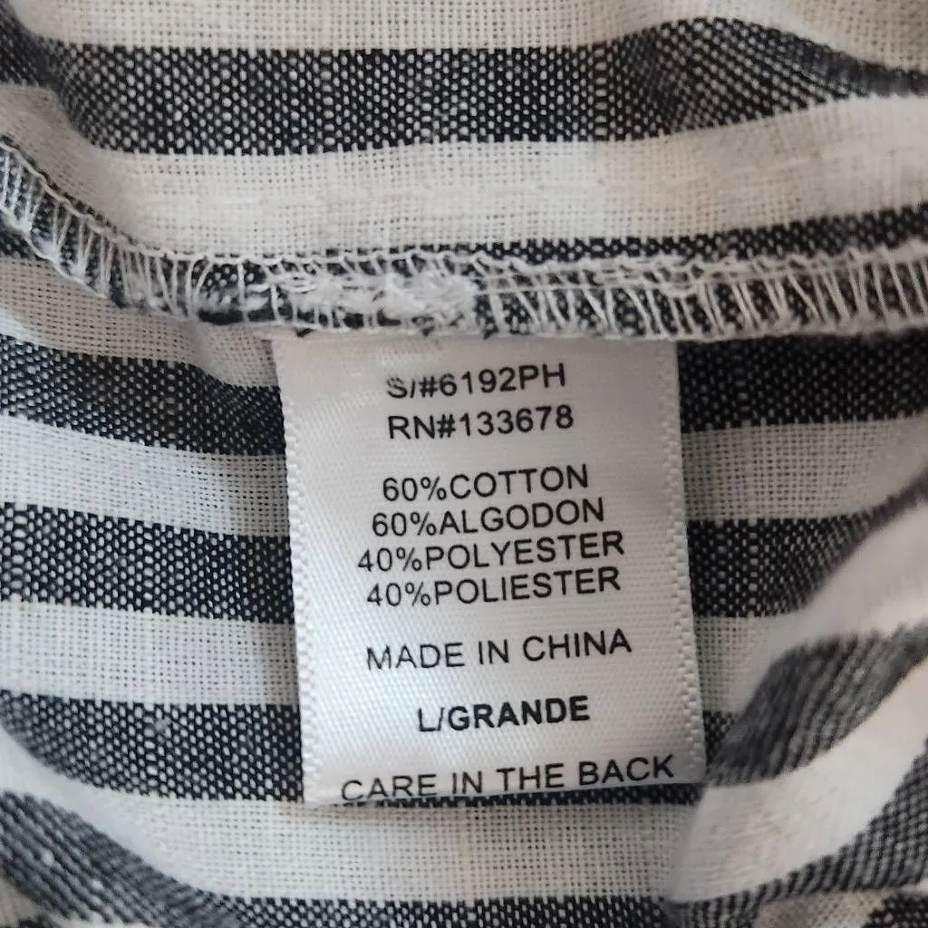 Love Tree Black and White Striped Preppy Shorts with Tie Waist Size Large - Image 7