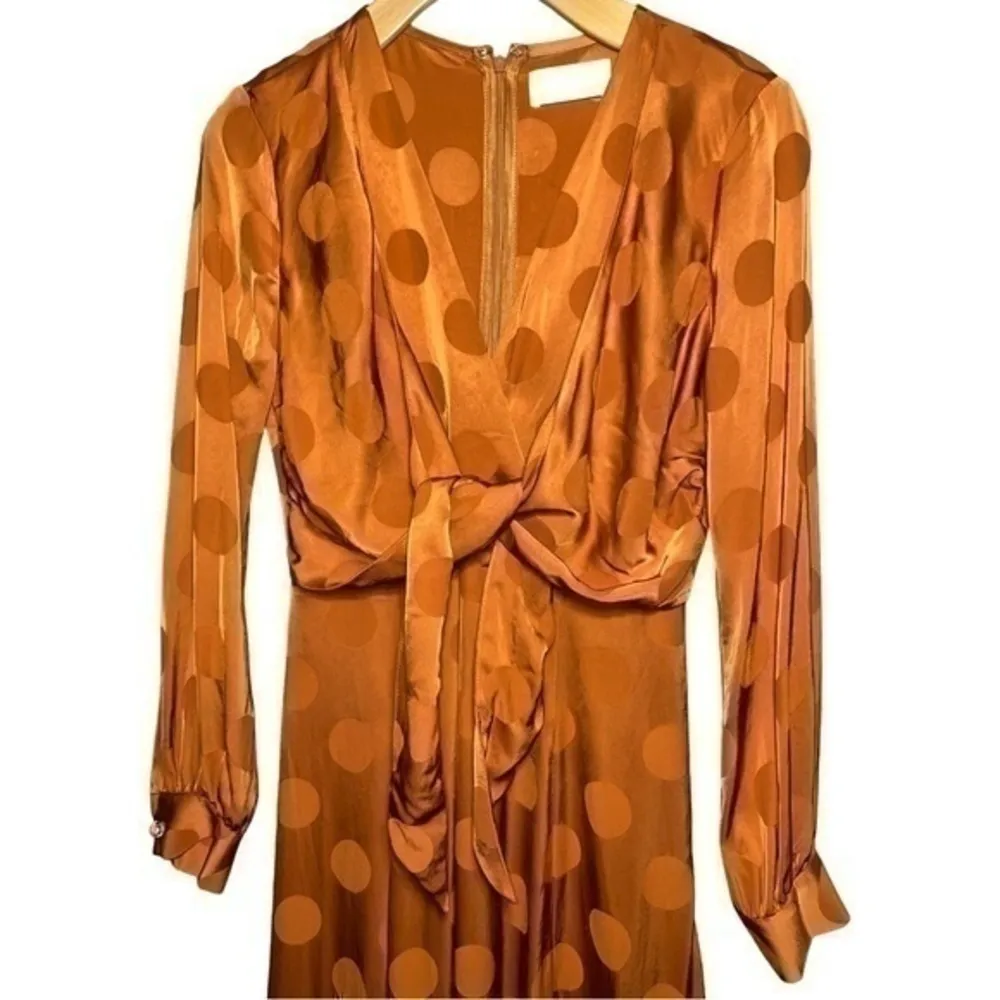 Capulet Women’s Size XS Rust Burnt Orange Evelyn Deep V Polka Dot Dress - Image 10