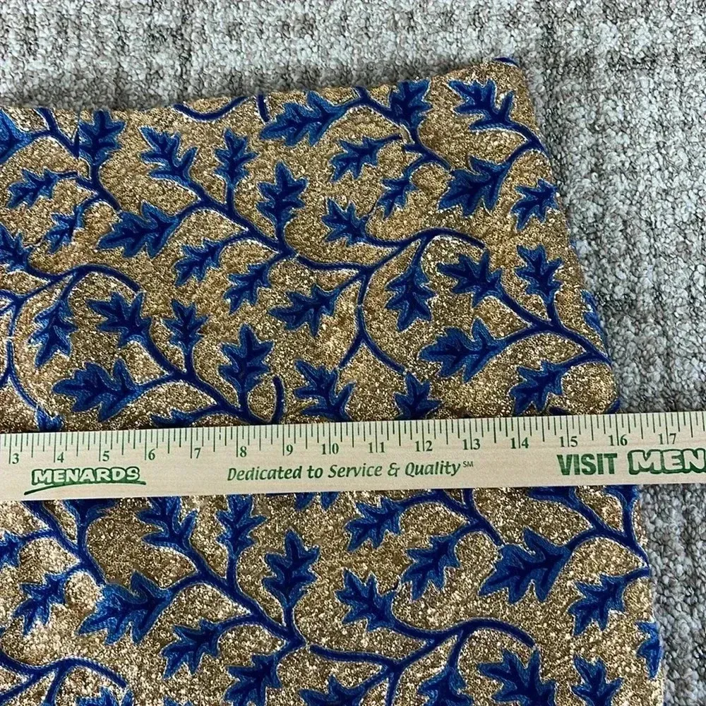 The Odells By Anthropologie Sequin High Waisted Skirt Small Embroidery Blue Gold - Image 8