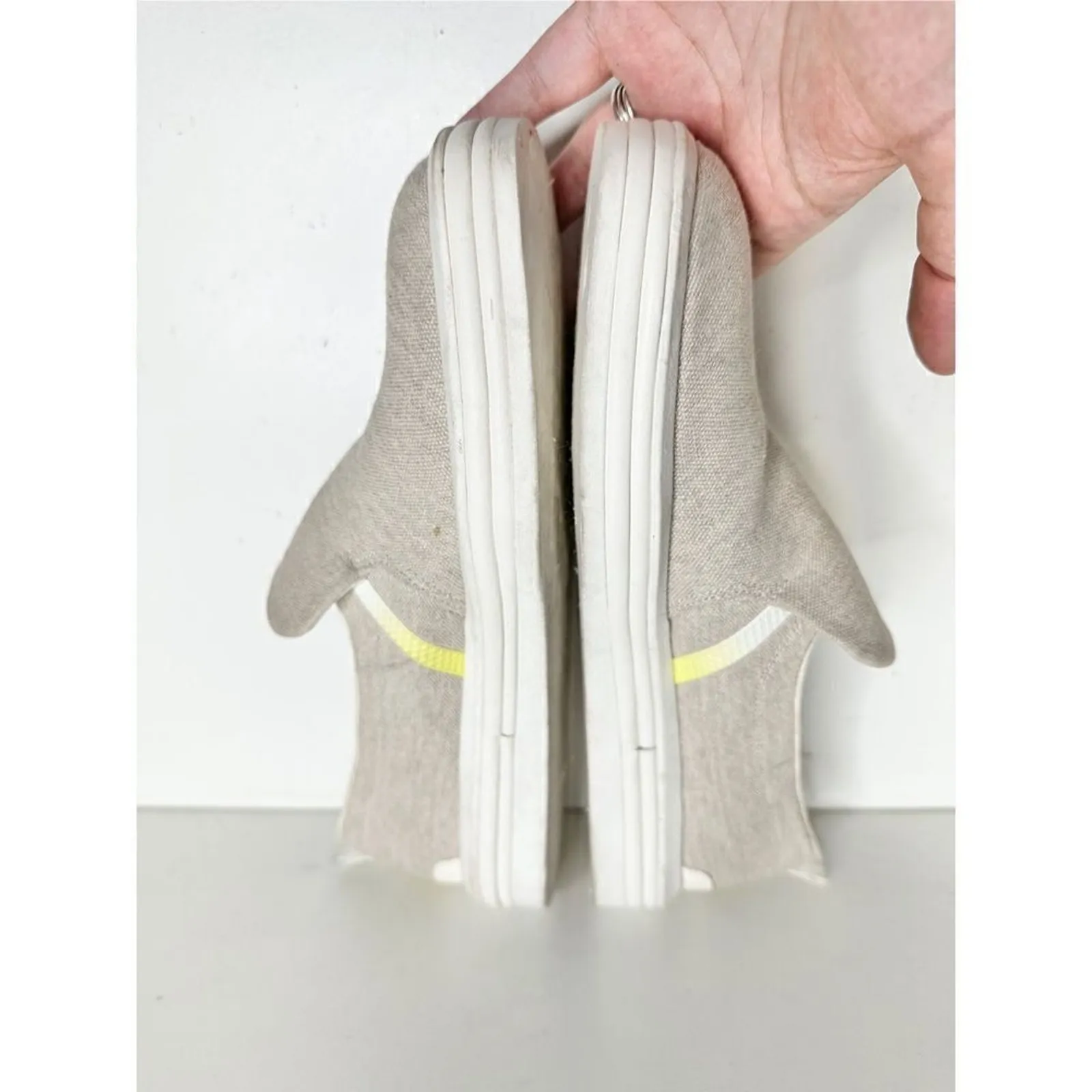 Franco Sarto Sneaker Size 7 Gray White Canvas Slip On Style - Image 7