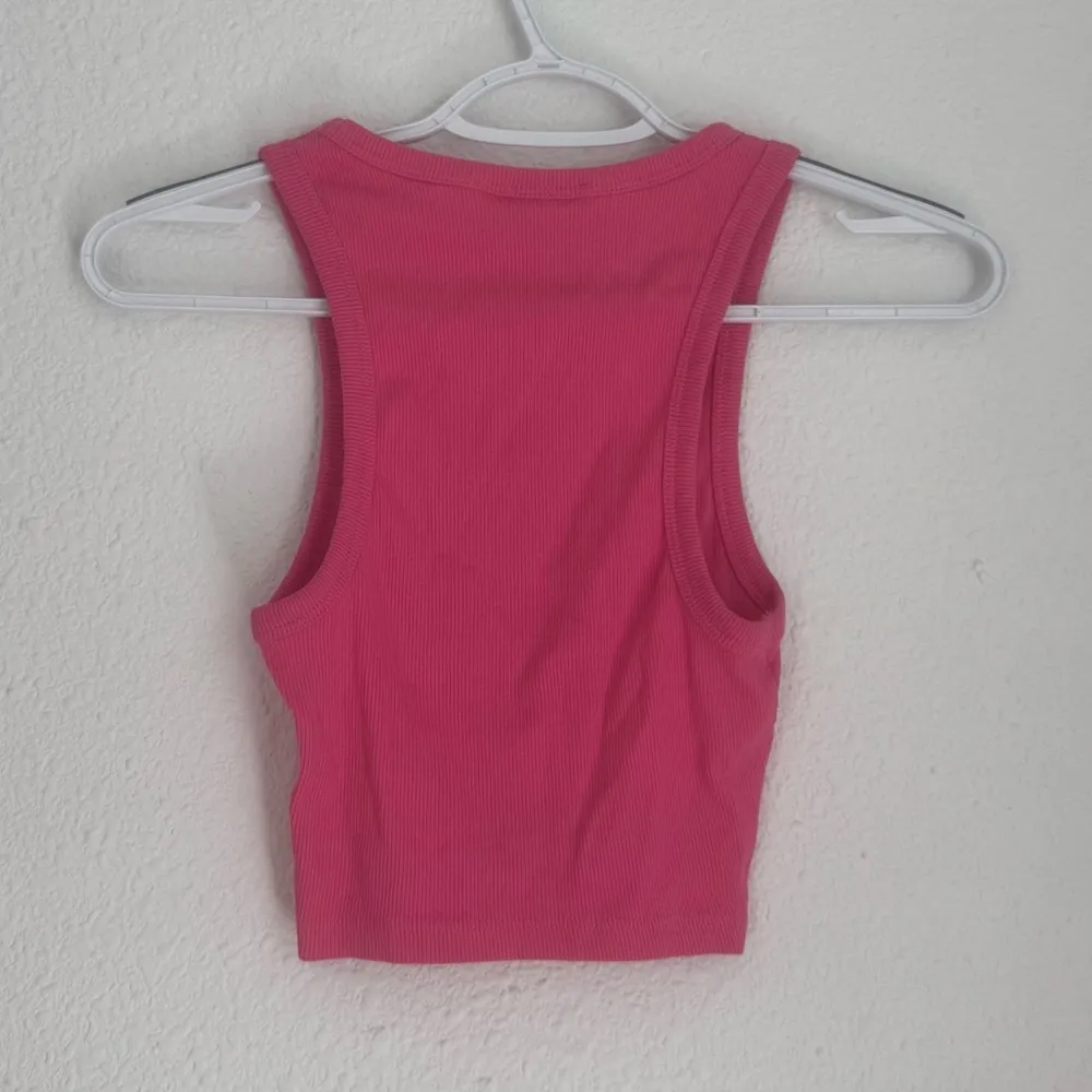 Zara bubblegum pink cropped ribbed basic tank top size S - Image 5