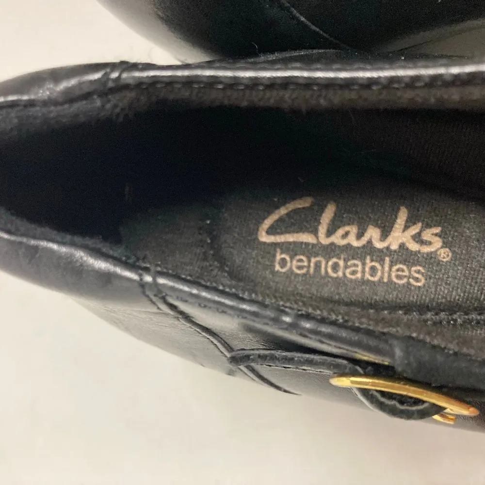 CLARKS Bendables‎ Leather Black Shoes Ankle Booties Size 8M - Image 8