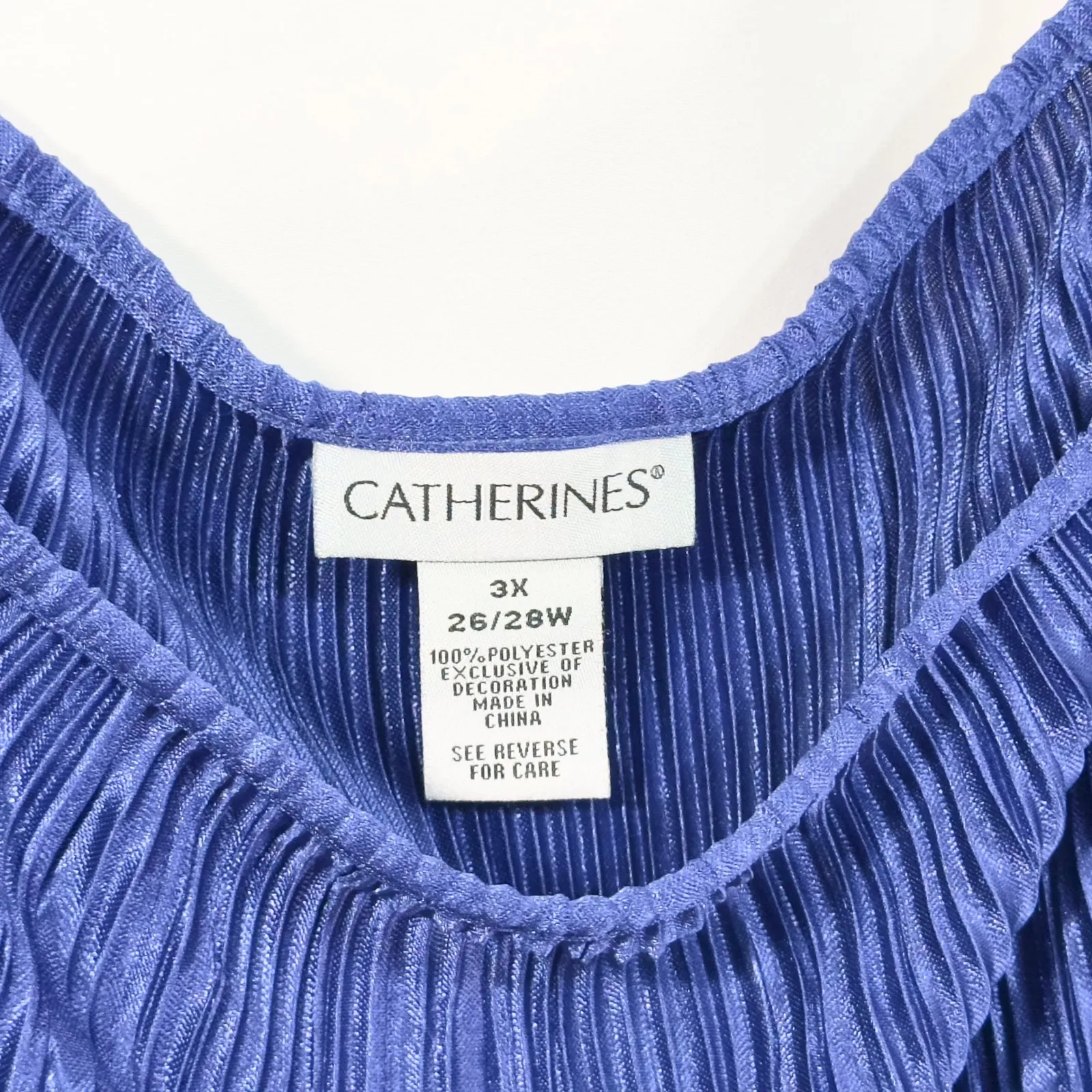 Catherines Plus Size 26W 28W Top 3X Cold Shoulder Blue Pleated Lace Trim 1549 - Image 9