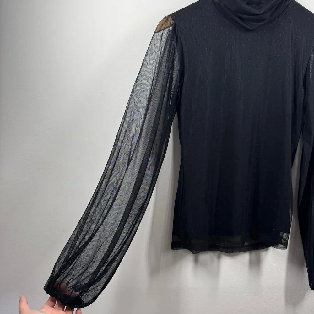 Sanctuary Women XS Black Midnite Hour Mesh Long Sleeve Dark Romantic Vampire Top - Image 3