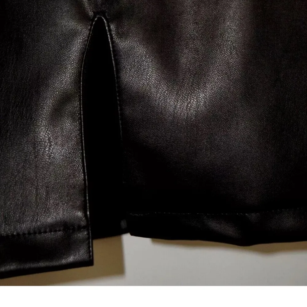 Afrm Black Braylon Faux Leather Strapless Romper Size: 3X NWT Plus Skort - Image 5