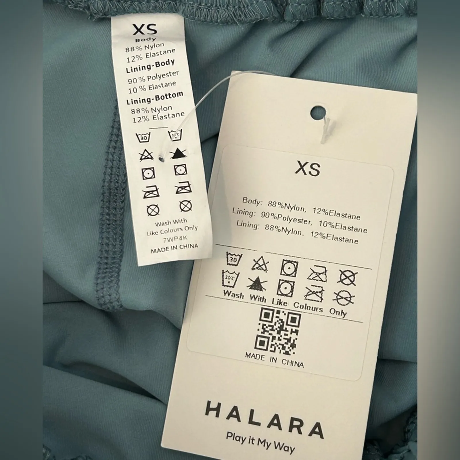 HALARA Breezeful 2-in-1 Hi-Waist Shorts Mineral Blue NWT Drawstring Mesh Pockets - Image 8